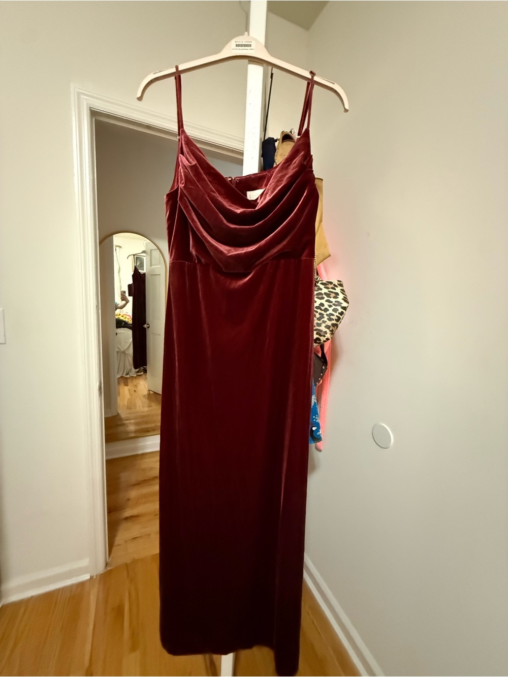 Revelry Romantic Rose Velvet Bridesmaid Cowl-Neck Maxi Dress